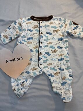 Little Me Blue and Brown Whale Print Footies